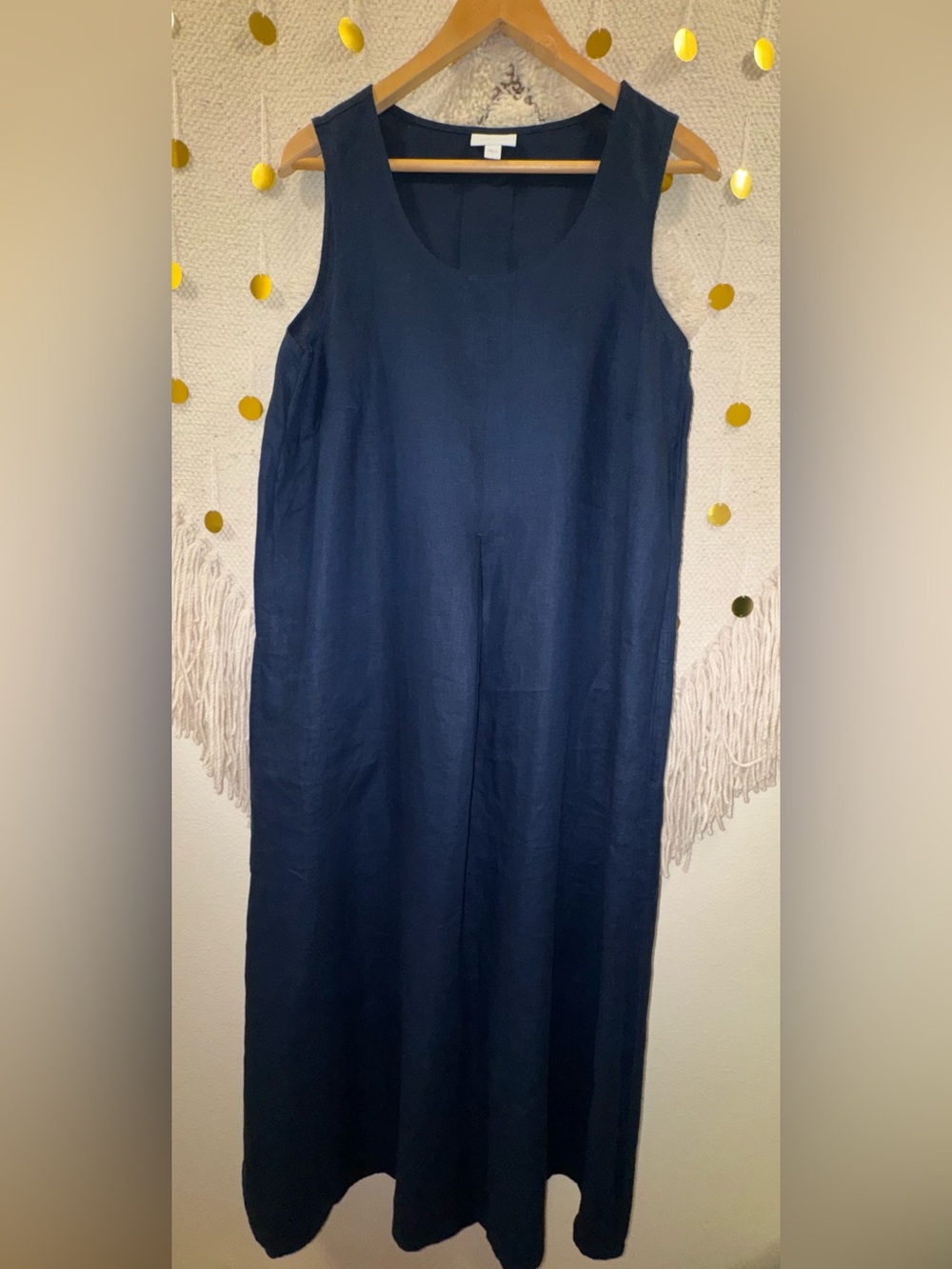 Classic Linen Navy Sleeveless Maxi